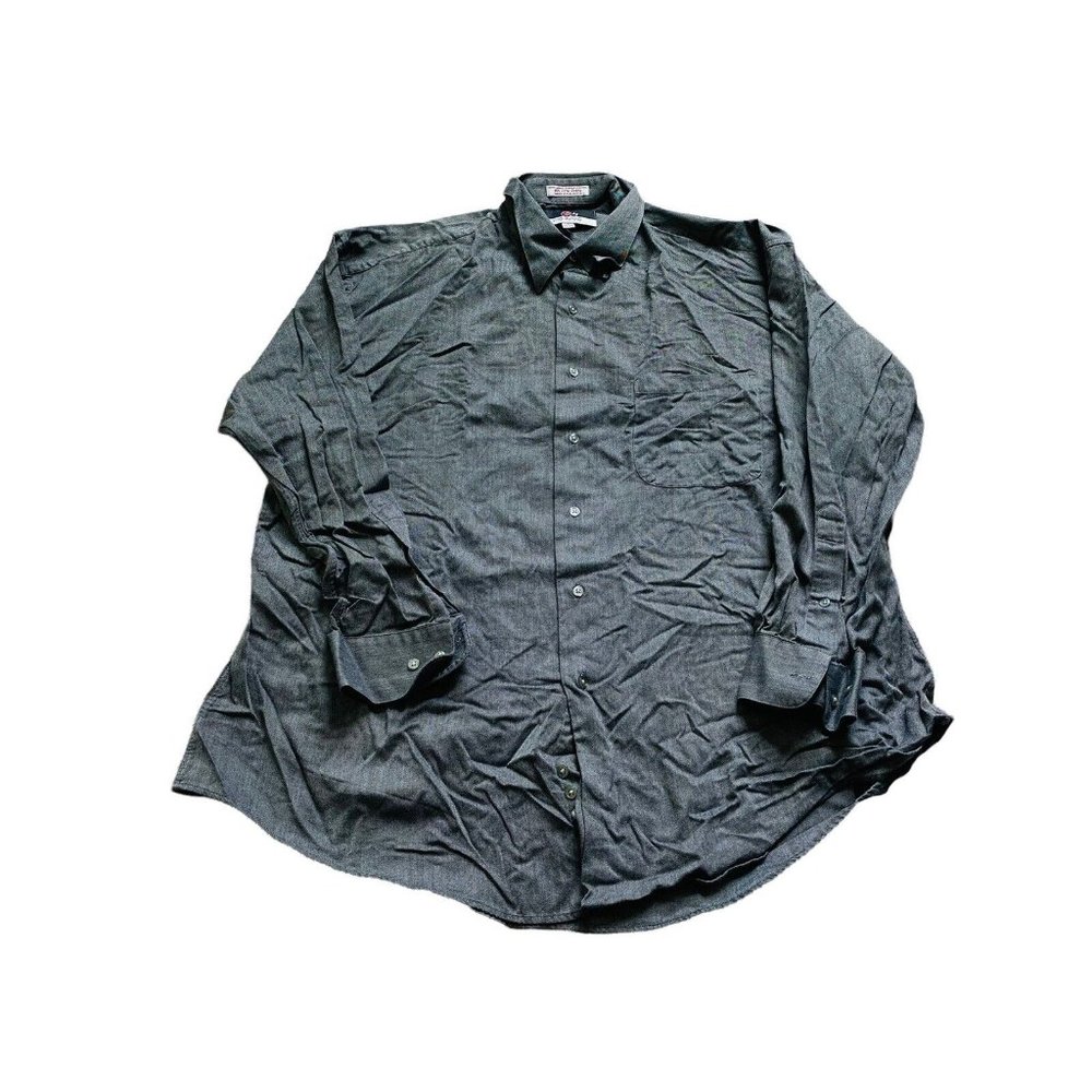 VR by Vito Rufolo Men's Button Front Dress Shirt 18 32/33 Gray Long Sleeve (X)